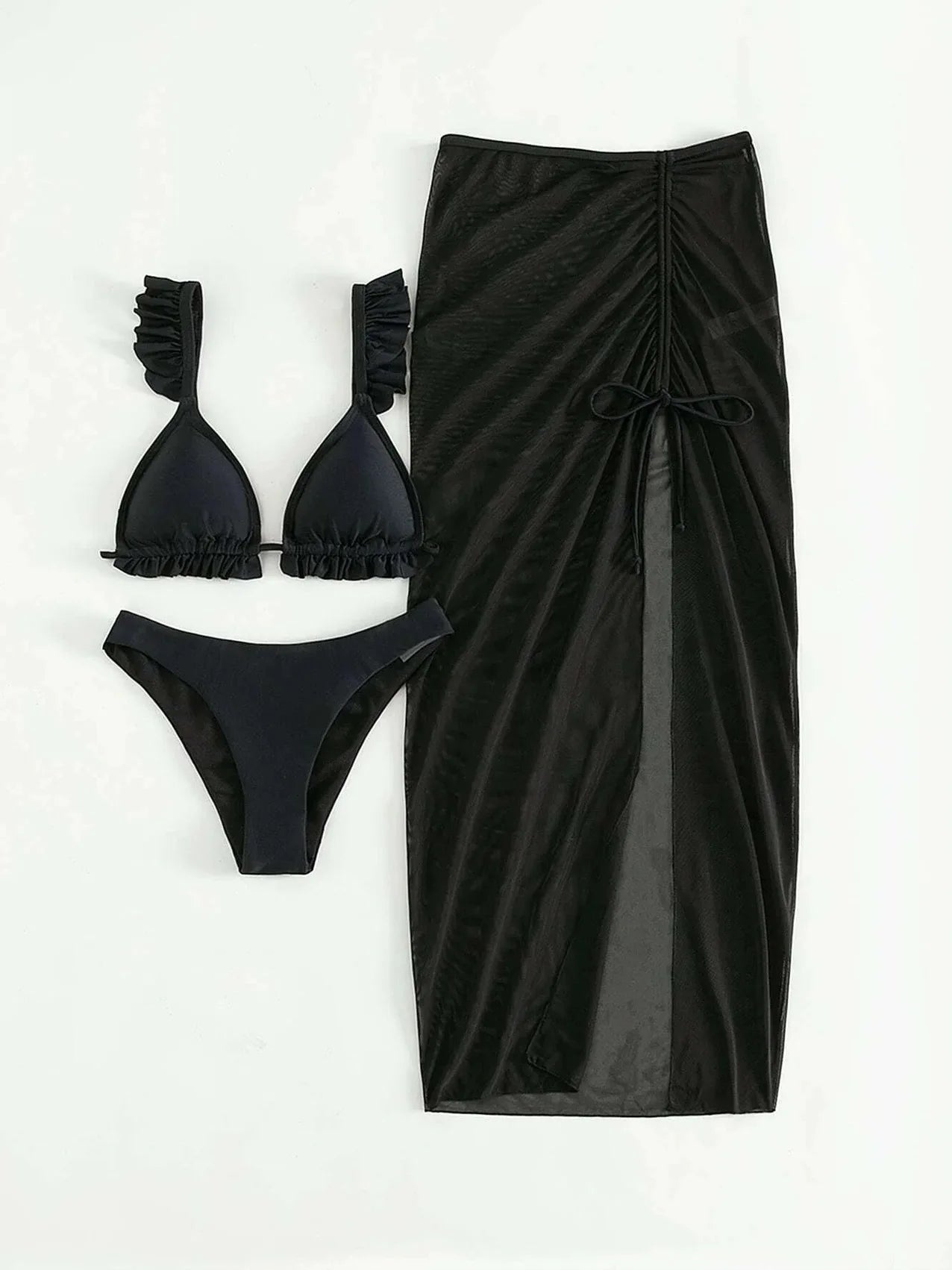 Bikini con Volantes y Falda - Conjunto Monocromático para la Playa Tica