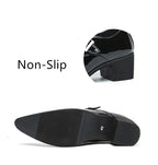 Mocasines Negros Lujo Hombre | Punta Puntiaguda Sin Cordones Zapatos Oxford Boda