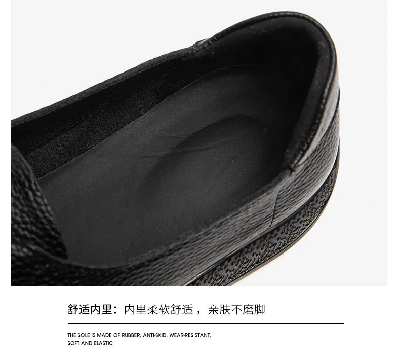 Mocasines Étnicos de Cuero Genuino | Talla Grande | Sin Cordones | Estilo Retro 2025