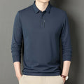 Polo con solapa para hombre, camiseta elástica de alta calidad, Top informal de negocios, camisetas clásicas de manga larga, cómodas y ajustadas, otoño