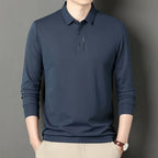 Polo con solapa para hombre, camiseta elástica de alta calidad, Top informal de negocios, camisetas clásicas de manga larga, cómodas y ajustadas, otoño