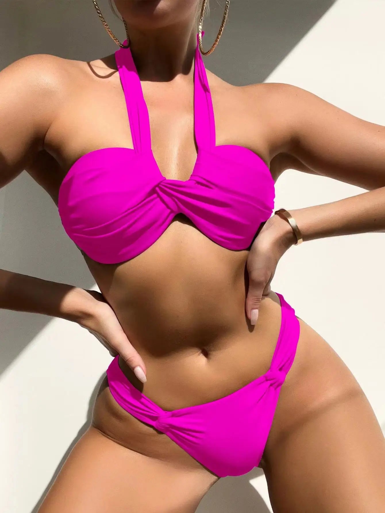Bikini Halter Push Up con Twist - Traje de Baño de Playa