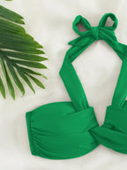 Bikini Halter Push Up con Twist - Traje de Baño de Playa