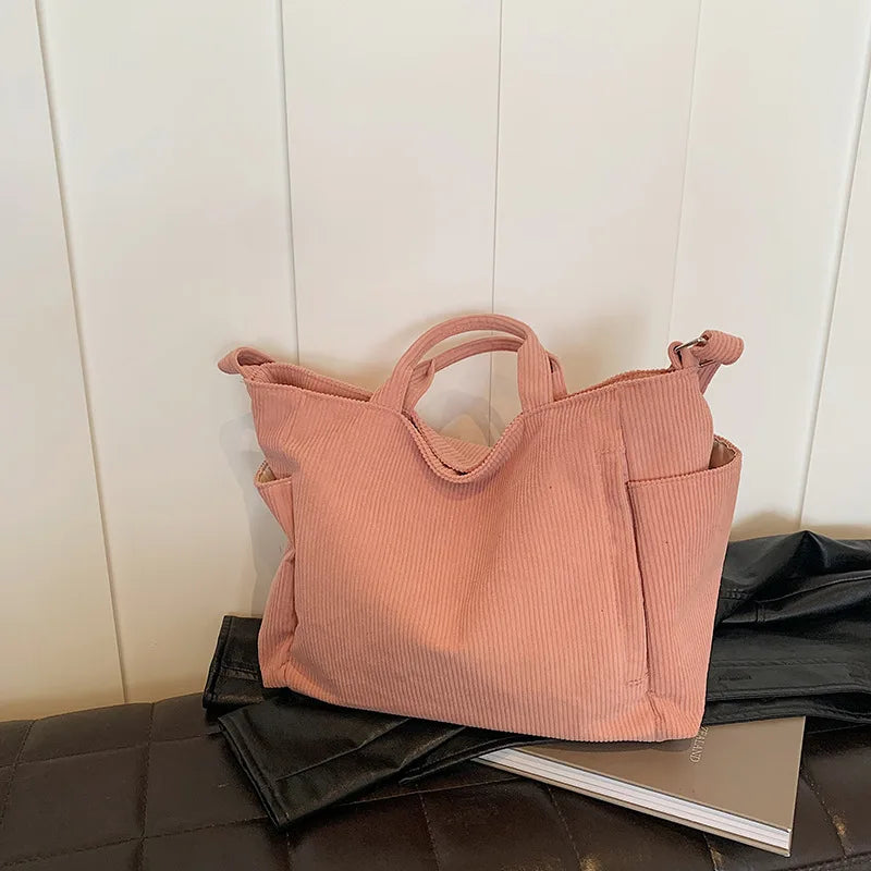 Bolso Mensajero Pana Retro Mujer Gran Capacidad Universitario