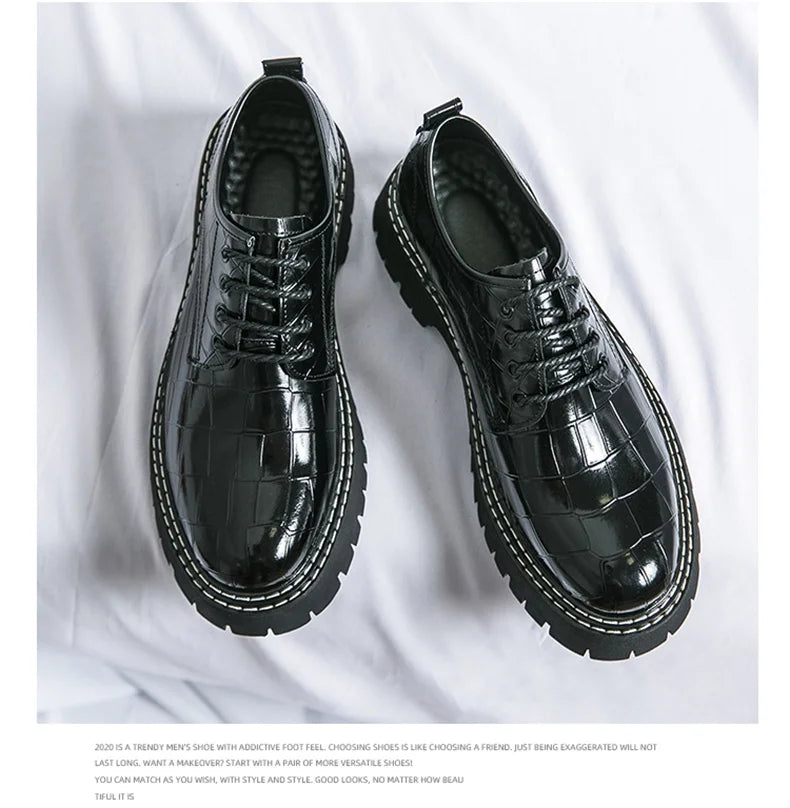 Zapatos Vestir Marrones Hombre | A Cuadros Cordones Punta Redonda Informal Negocios