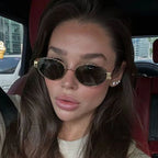 Gafas Sol Ovaladas Metal Tendencia Retro | Clásico Básico Gafas Protección UV400
