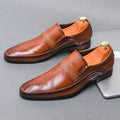 Mocasines Retro Hombre Cuero Marrón | Clásicos Punta Puntiaguda Sin Cordones Daily