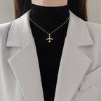 Collar Avión Circón Acero Inoxidable | Colgante Hip Hop | Joyería Unisex Regalo