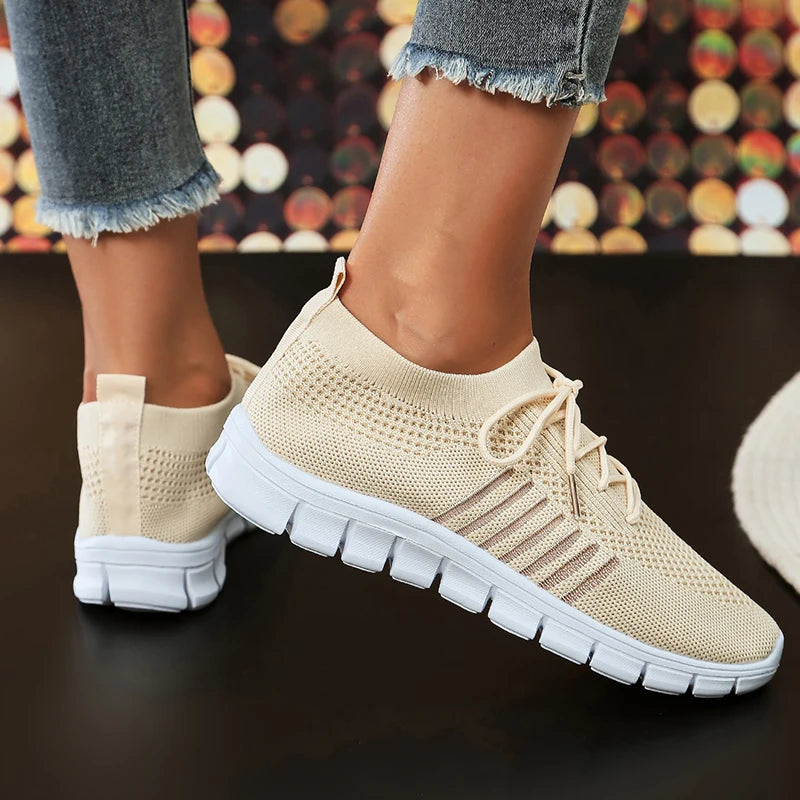 Zapatillas de Punto Transpirables | Plataforma | Suela Blanda | Talla Grande | Verano