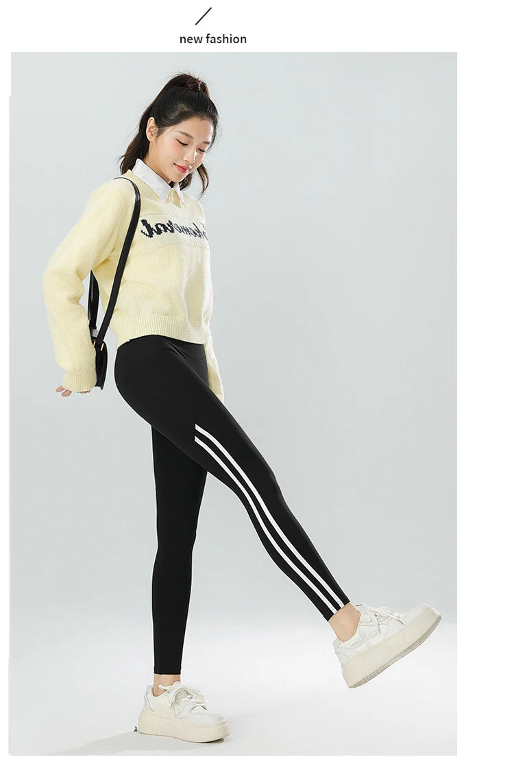 Mallas Piel Tiburón Raya Bolsillo | Cintura Alta Ajustado Fitness | Yoga Ciclismo Correr Otoño | Ticotrendy