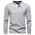 Camiseta Cuello Botón Algodón Hombre | Manga Larga Básica | Tallas S-XXL | Tico Trendy