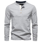 Camiseta Cuello Botón Algodón Hombre | Manga Larga Básica | Tallas S-XXL | Tico Trendy