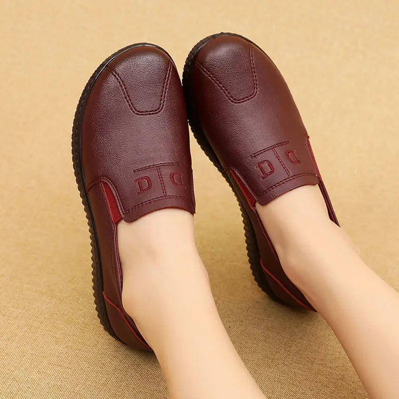 Mocasines Retro Marrones con Cuña | Cuero | Bailarinas Oxford | Talla Grande