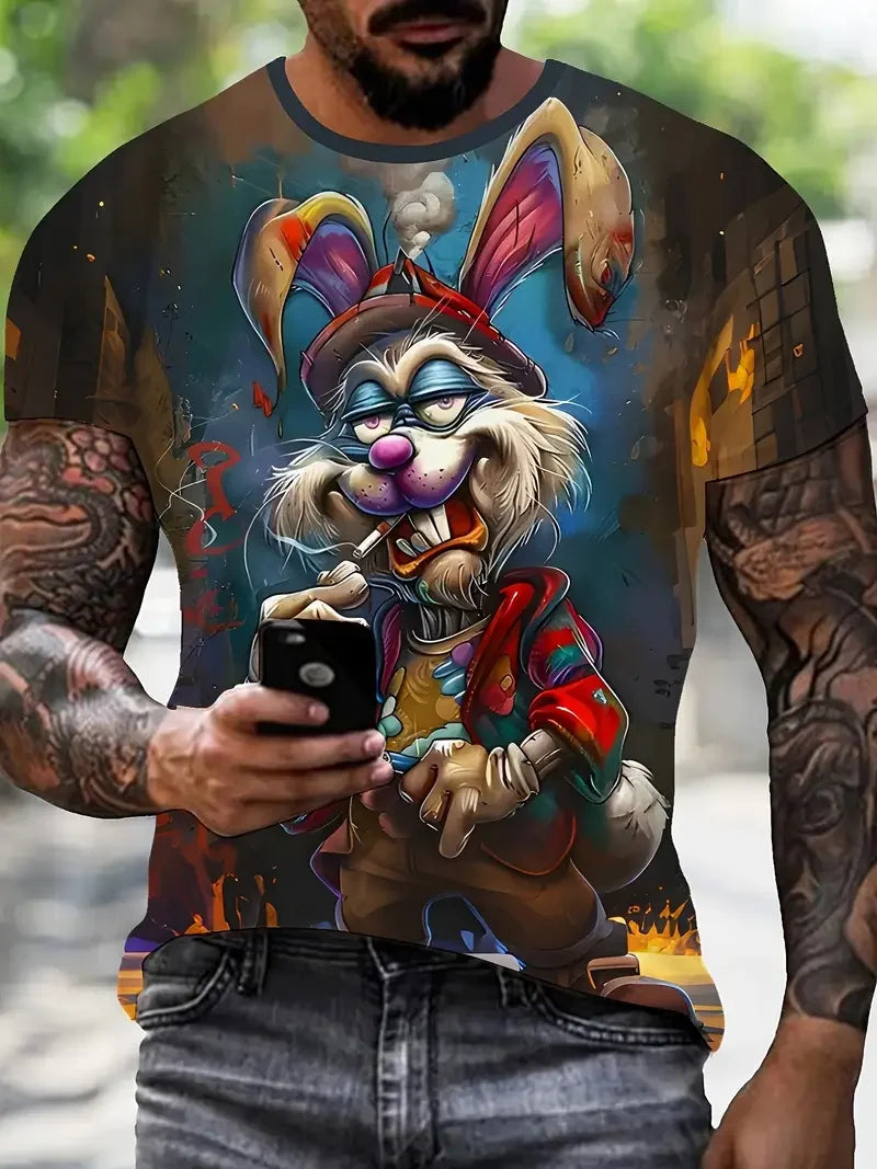 Camiseta Divertida Hombre Estampado Pato | Dibujos Animados Manga Corta Secado Rápido