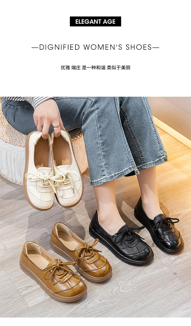 Mocasines Étnicos de Cuero Genuino | Talla Grande | Sin Cordones | Estilo Retro 2025