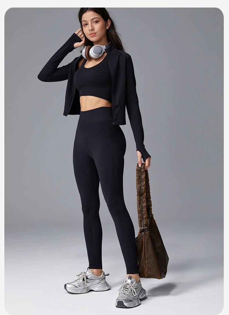 VEQKING Pantalones de yoga de cintura alta para mujer, leggings deportivos sin costuras, elásticos, para gimnasio, fitness, control de abdomen, pantalones de entrenamiento