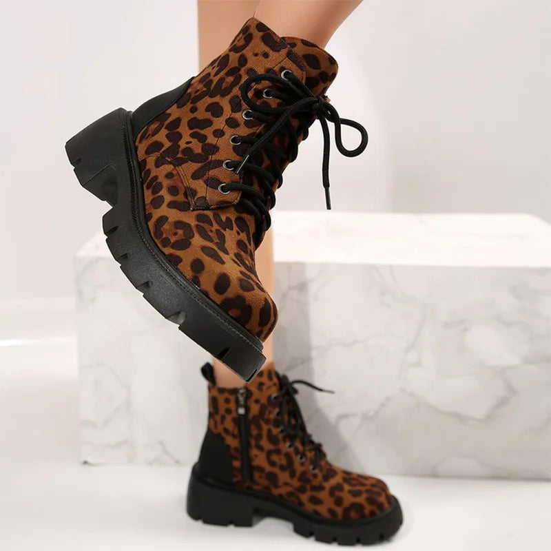Botines Plataforma Leopardo Estilo Y2K Moda Tica Sensual