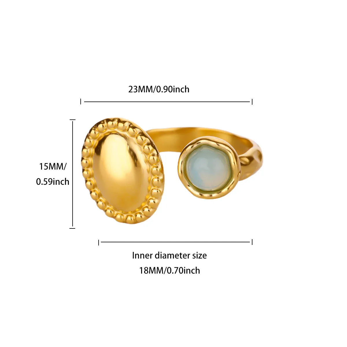 Anillo Ticotrendy Sol Lujo | Ópalo Circón | Abierto Acero Inox Oro | Joyería 2025