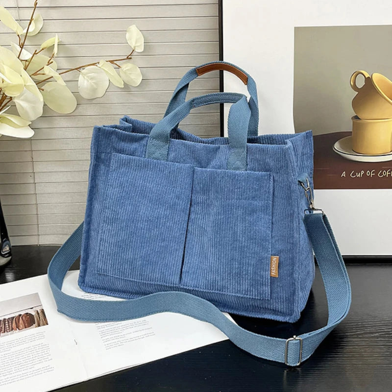 Bolso Hombro Pana Mujer Gran Capacidad Estilo Mensajero
