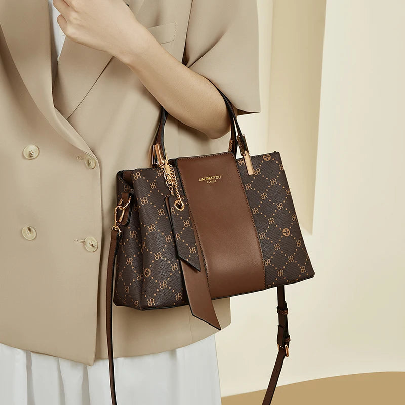 Marca LAORENTOU, bolso de mano de cuero sintético para mujer, bolso de hombro clásico para Otoño e Invierno 2025, bolso de mano de gran capacidad para trabajo de oficina