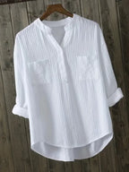Camisa Blanca Algodón Plus Size | Manga Larga Cuello Polo Oficina | Tallas 1XL-5XL | Tico Trendy