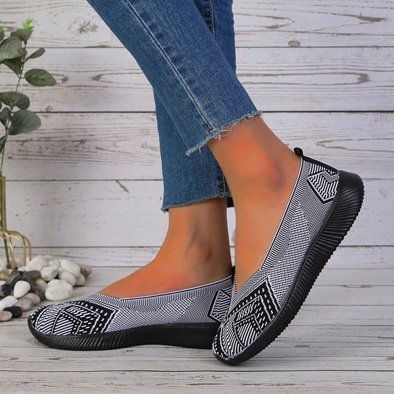 Mocasines ZOKI a Rayas | Punto Transpirable | Sin Cordones | Suela Suave Antideslizante