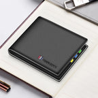 BISON DENIM-billetera de cuero genuino para hombre, monedero pequeño con bloqueo RFID, tarjetero plegable, regalo Ideal para padre y novio