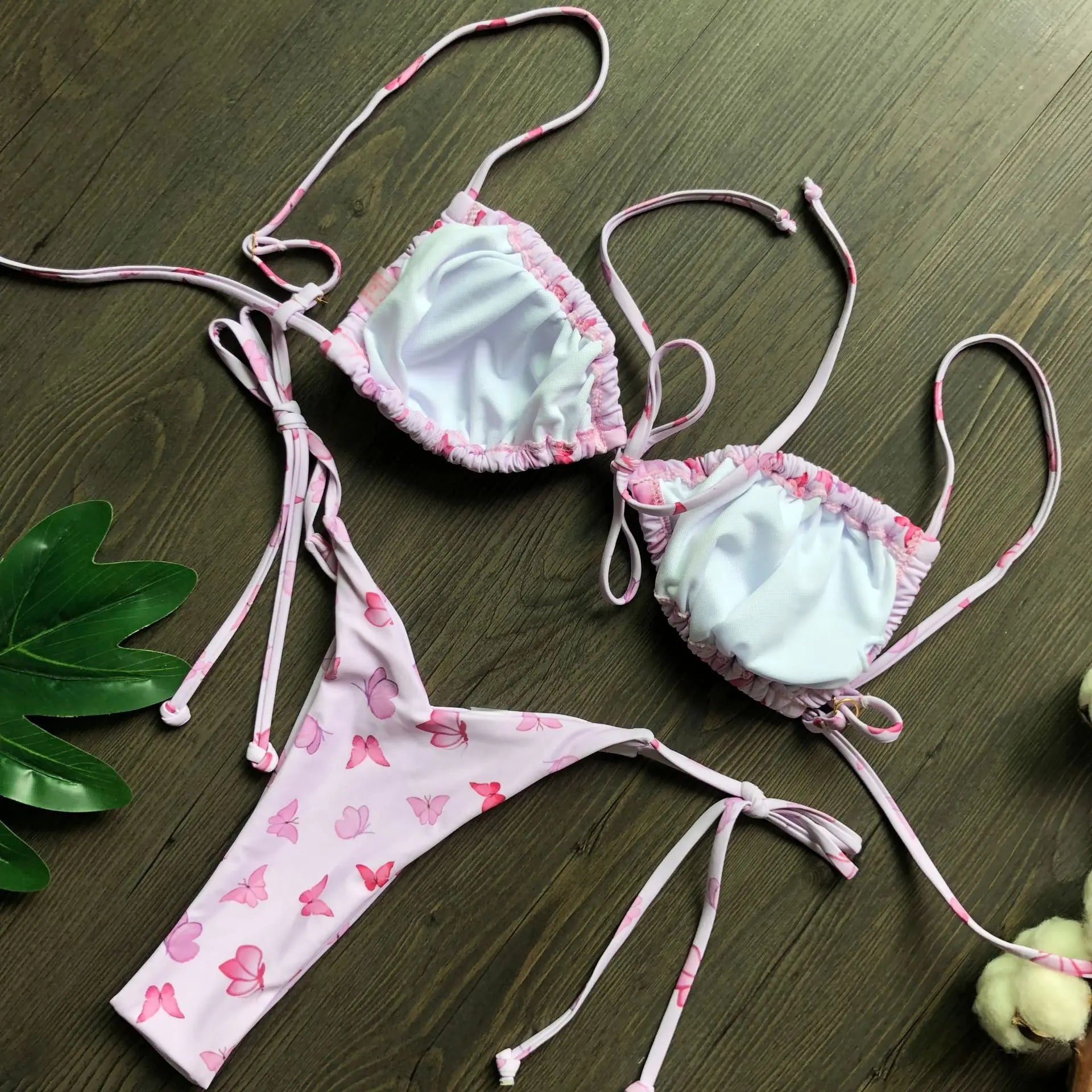 Bikini Sexy de Cintura Alta y Color Sólido - Traje de Baño de Verano 2025