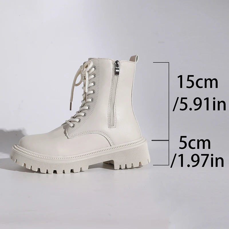 Botines de Plataforma con Cordones | Forro de Felpa | Mujer