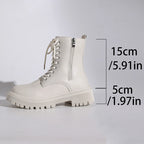 Botines de Plataforma con Cordones | Forro de Felpa | Mujer