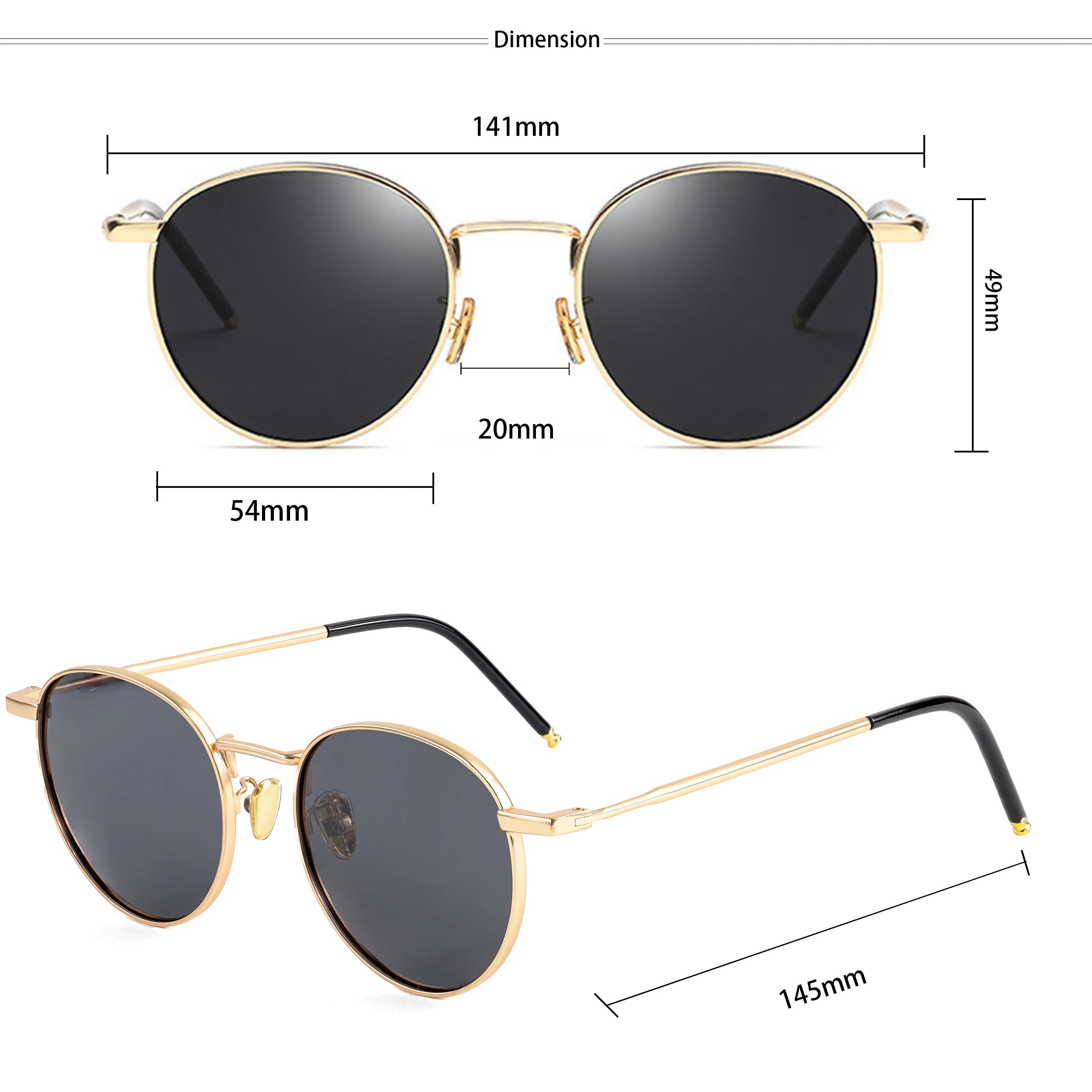 Gafas de Sol CATERSIDE Polarizadas | Redondas Retro | Montura Metal Punk