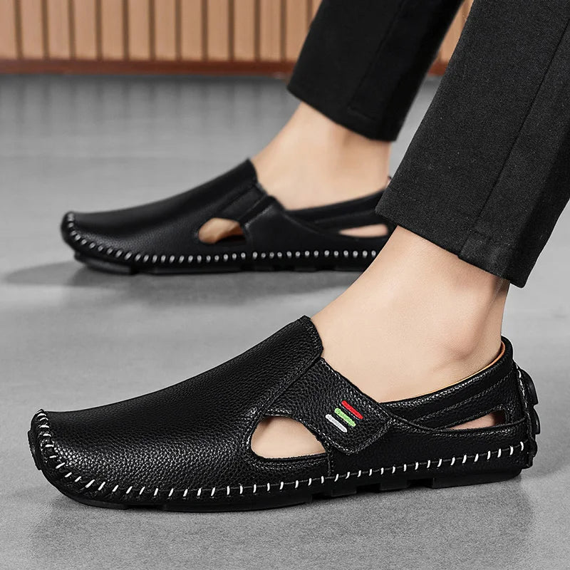 Mocasines Cuero Hombre 2025 ∣ Ahuecados Conducción ∣ Lujo Verano