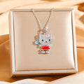 Sanrio moda lindo circón Hello Kitty con piruleta colgante collares para mujeres niñas Collar de moda accesorios joyería regalos