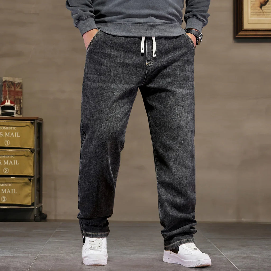 Jeans Extra Grandes para Hombre | Cintura Alta Elástica | Tallas 6XL-8XL | Color Negro Clásico | Ticotrendy