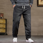 Jeans Extra Grandes para Hombre | Cintura Alta Elástica | Tallas 6XL-8XL | Color Negro Clásico | Ticotrendy