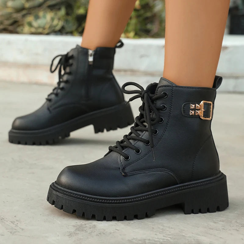 Botines de Suela Gruesa | Estilo Punk | Hebillas Modernas
