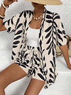 Conjunto Corto de Verano | Estampado Geométrico | Blusa y Shorts Sueltos | Ticotrendy