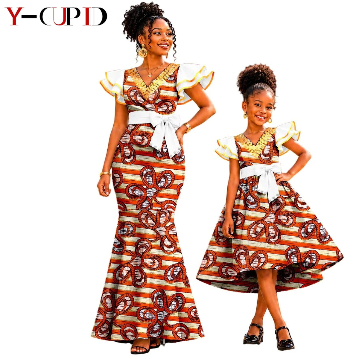 Vestido Sirena Mangas Volante Madre e Hija | Tico Trendy