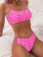 Bikini Dividido con Aros de Textura Sólida para Verano