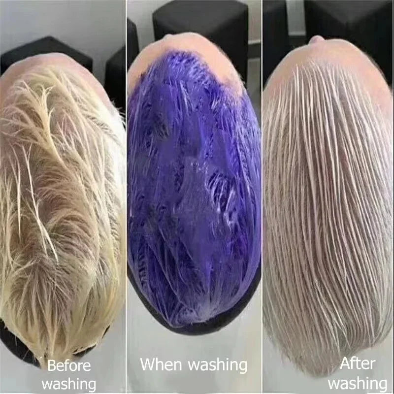 Mascarilla para el cabello con bloqueo mágico, blanqueador de cabello rubio, amarillo, elimina el lino, efecto Color gris plateado, champú para el cabello antioloros de latón