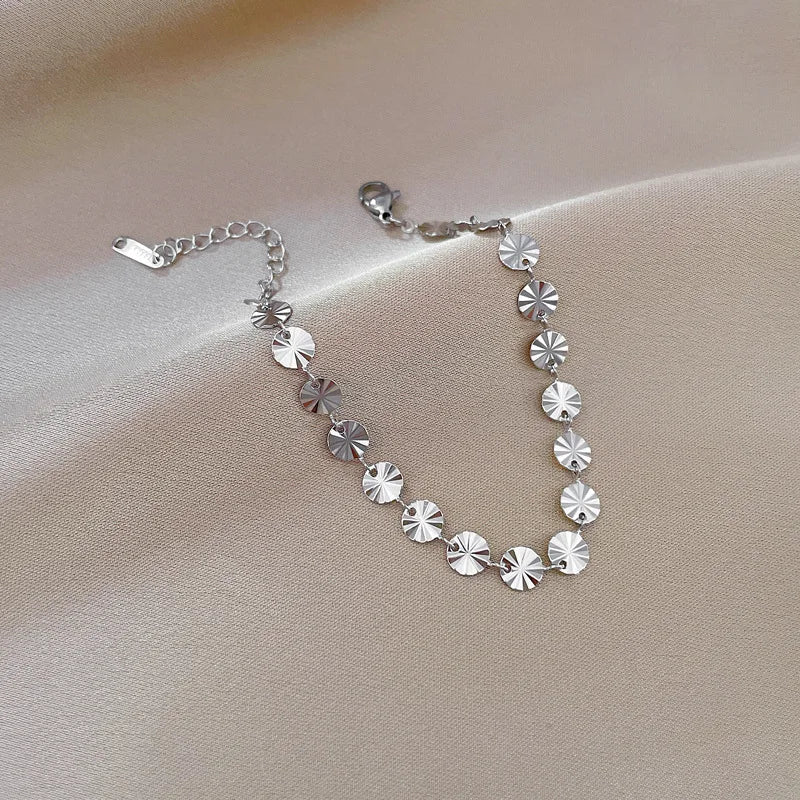 Pulsera Dijes Redondos Vintage | Acero Inox. Simple | Cadena Color Oro y Plata | Ticotrendy
