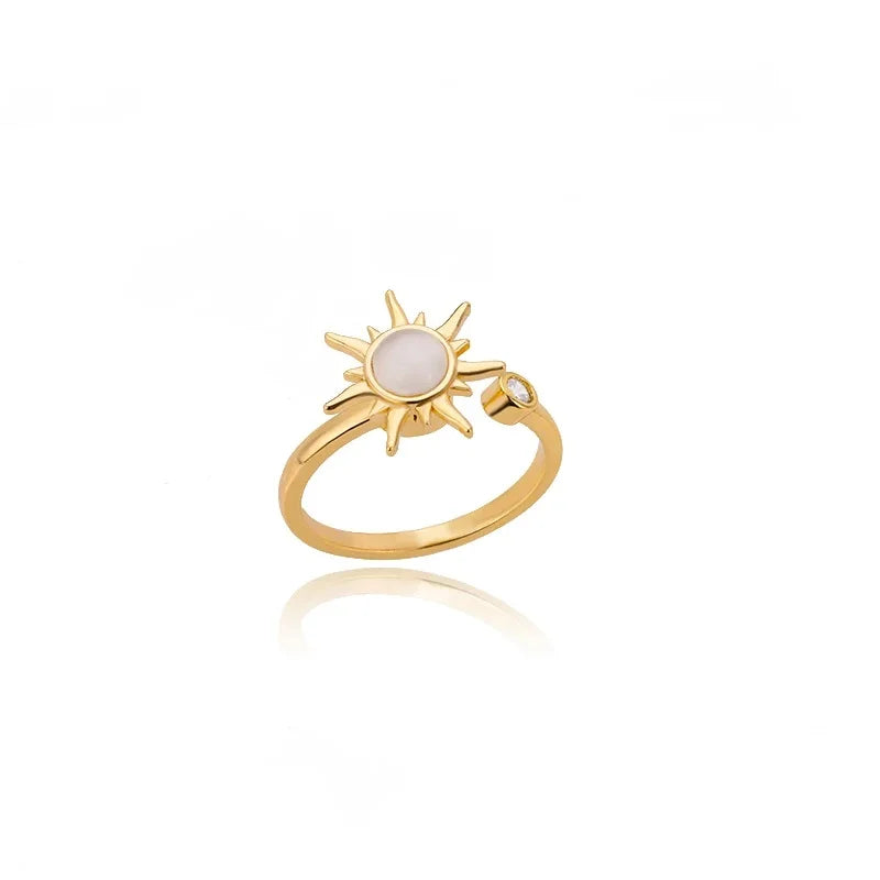 Anillo Ticotrendy Giratorio | Flor de Loto Zirconia | Acero Inox Oro | Joyería Moda 2025