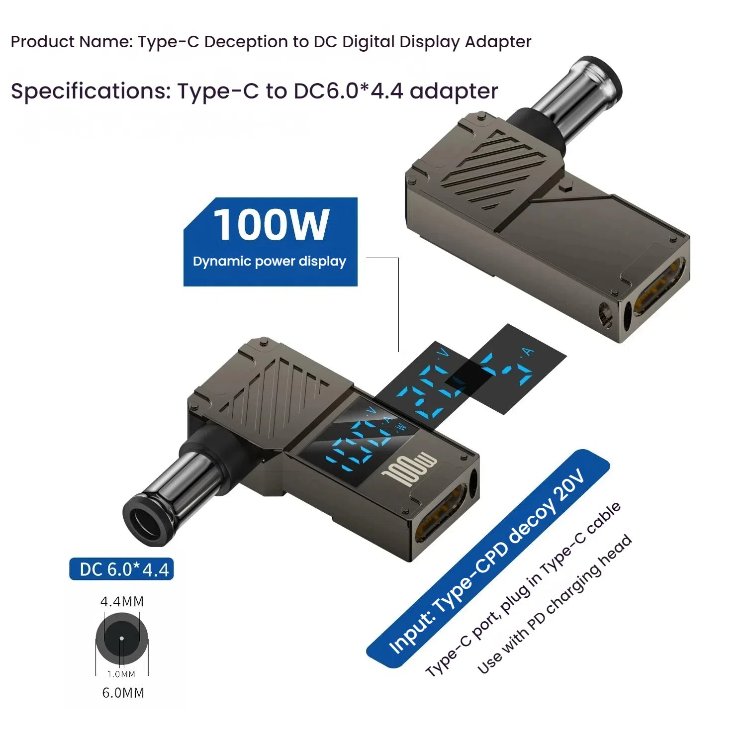 Adaptador Tipo C A DC | Cargador Laptop 100W | Convertidor Power Delivery | Ticotrendy