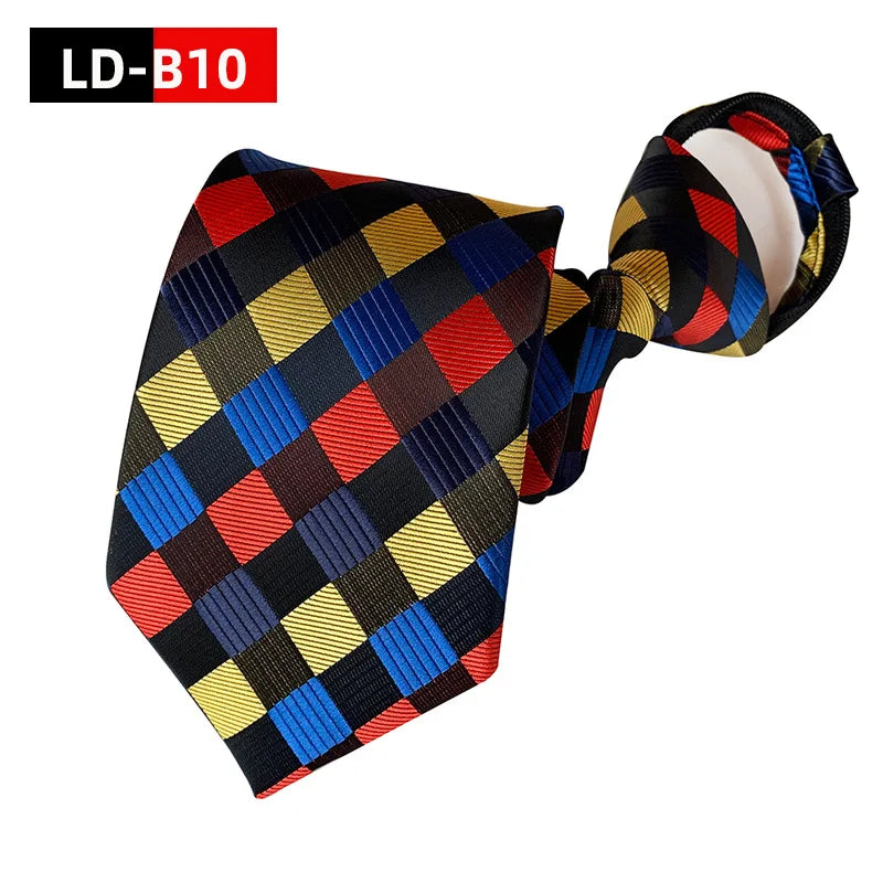 Corbata Preatada con Cremallera Paisley Rayas Cuadros Clásica de Negocios