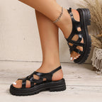 Sandalias Romanas Plataforma Gruesa Tacón Cuadrado | Estilo Gladiador Antideslizantes