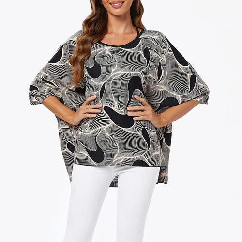BHFlutter-camisa de talla grande para mujer, Top bohemio estampado, camiseta informal de gasa, 4XL, 5XL, 6XL, 2023