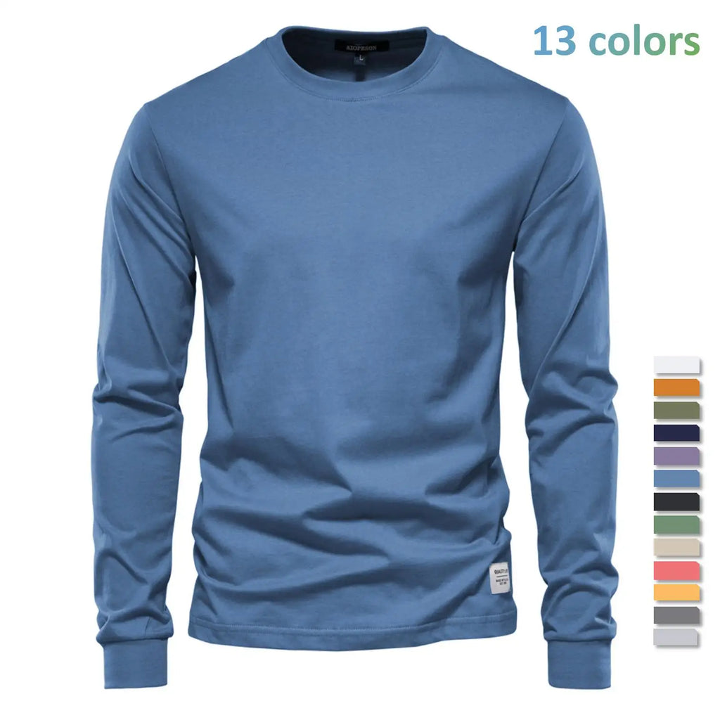 Camiseta Cuello Redondo Color Liso Hombre | Manga Larga Básica | Tallas XS-XXXL | Tico Trendy