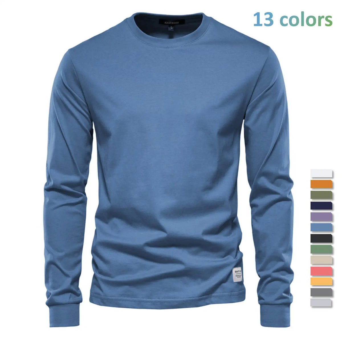 Camiseta Cuello Redondo Color Liso Hombre | Manga Larga Básica | Tallas XS-XXXL | Tico Trendy
