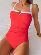 Traje de Baño Sexy de Cuello V y Cintura Alta | Playa