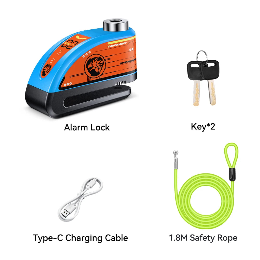 Candado de Disco para Motocicleta | Alarma de 120dB e Impermeable  | Ticotrendy